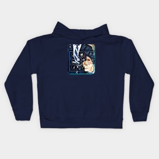 Man dark blue touching control panel make money Kids Hoodie